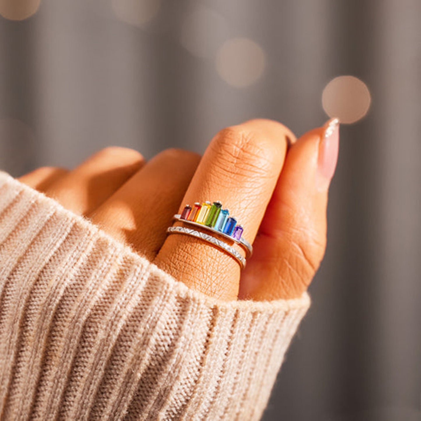 Rainbow Double-Layered Ring