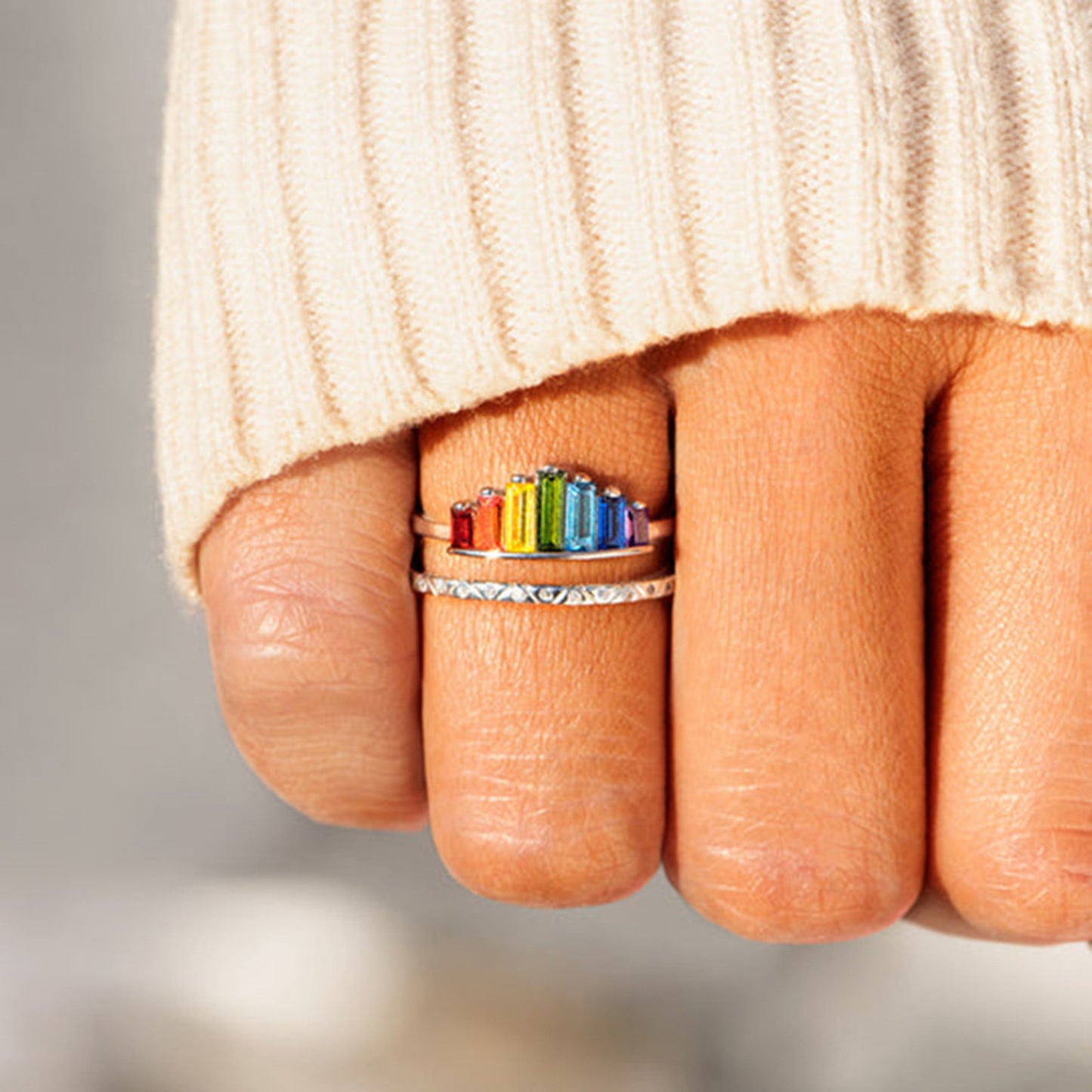 Rainbow Double-Layered Ring