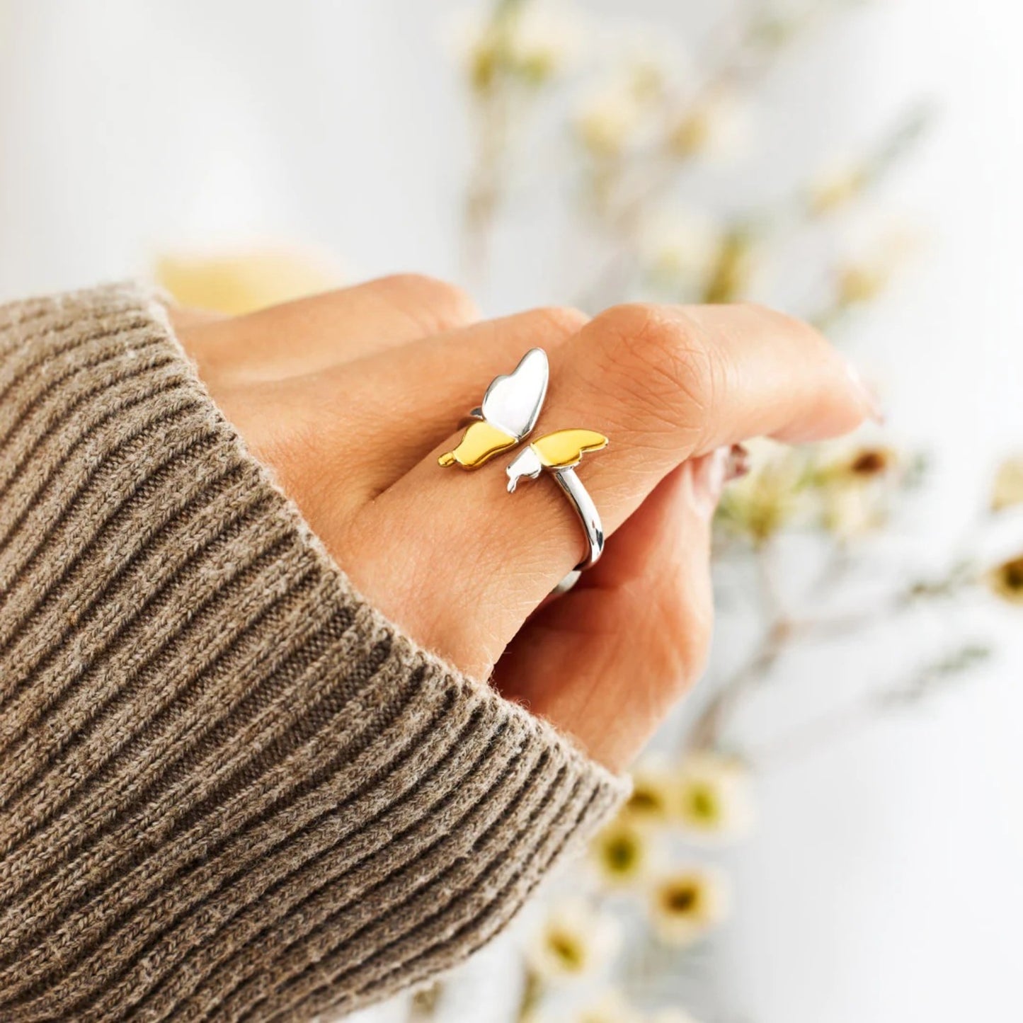 Two Toned Butterfly Ring