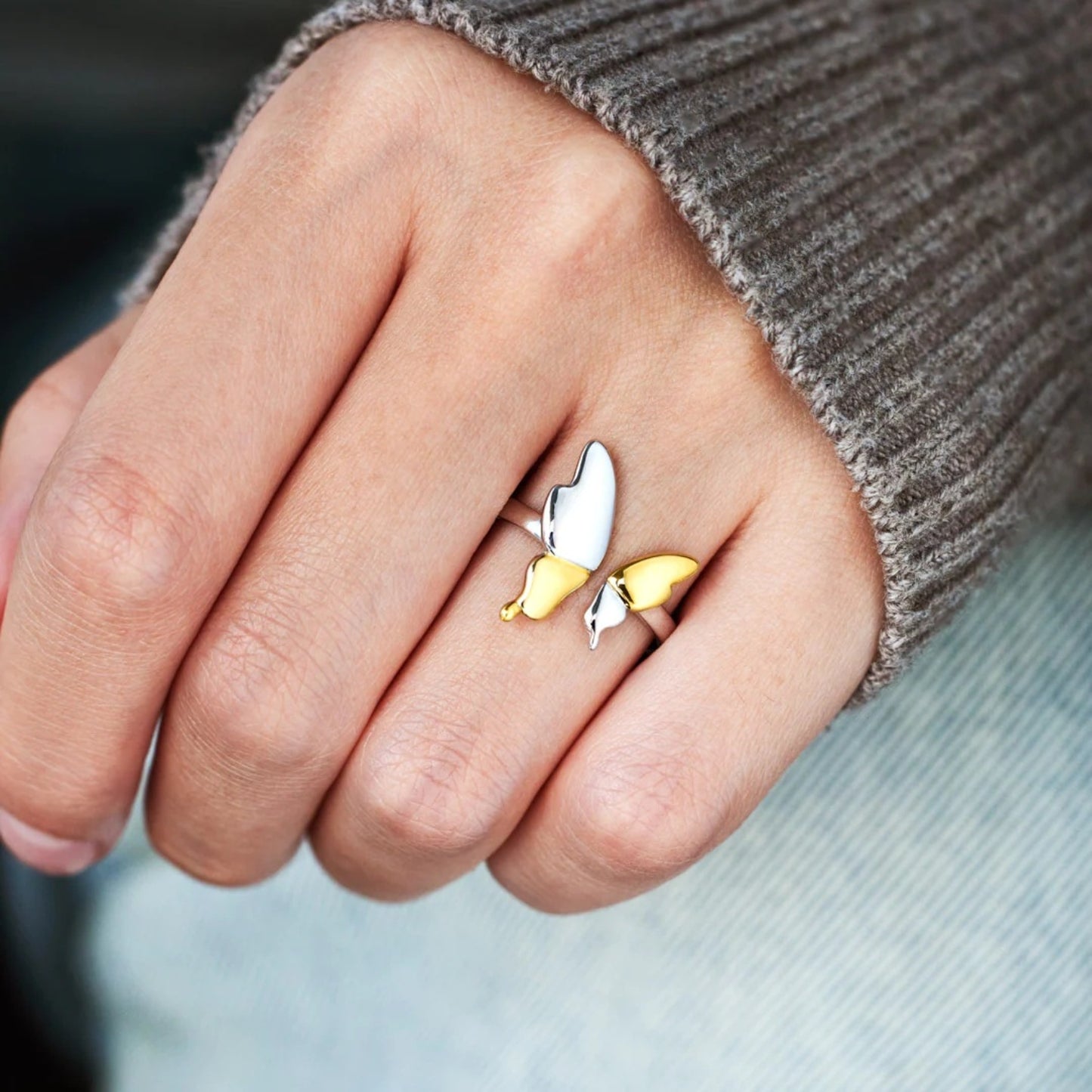 Two Toned Butterfly Ring