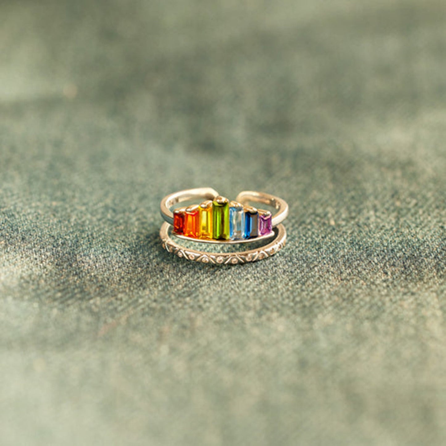 Rainbow Double-Layered Ring