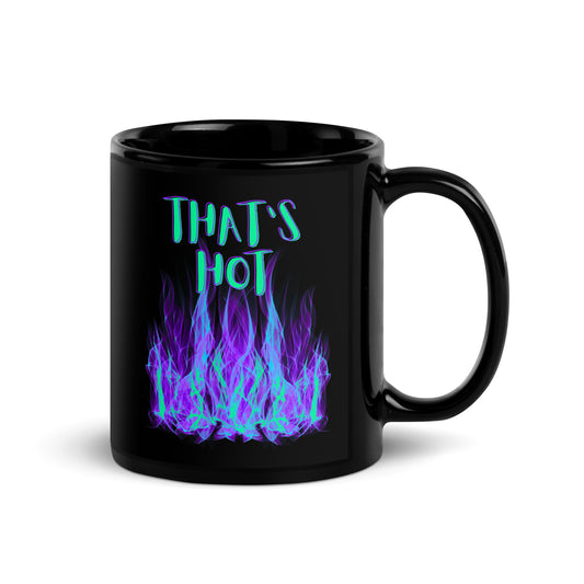 "That's Hot" Black Mug - Purple and Green Flame Edition