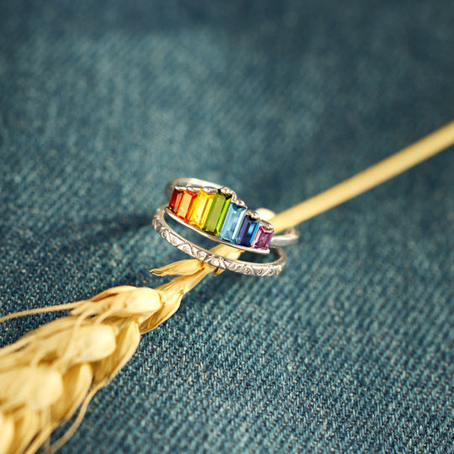 Rainbow Double-Layered Ring