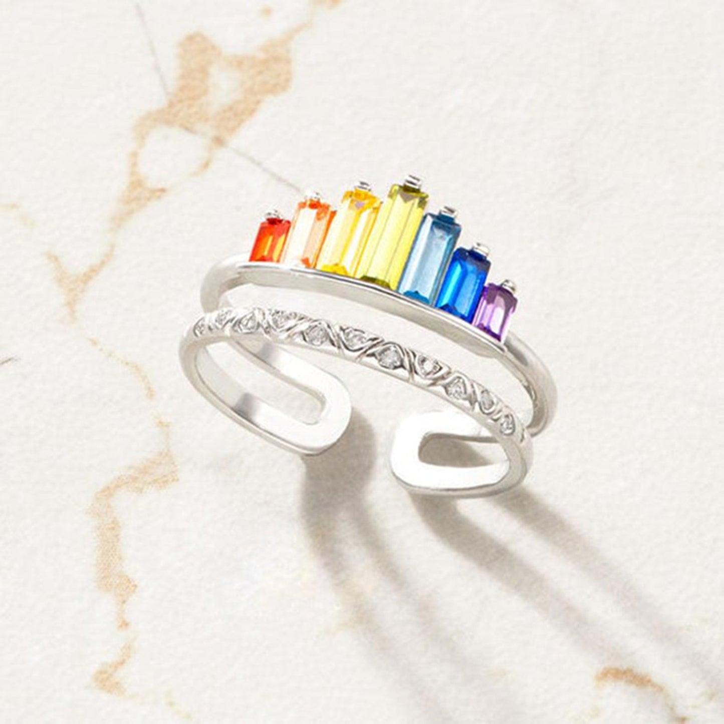 Rainbow Double-Layered Ring